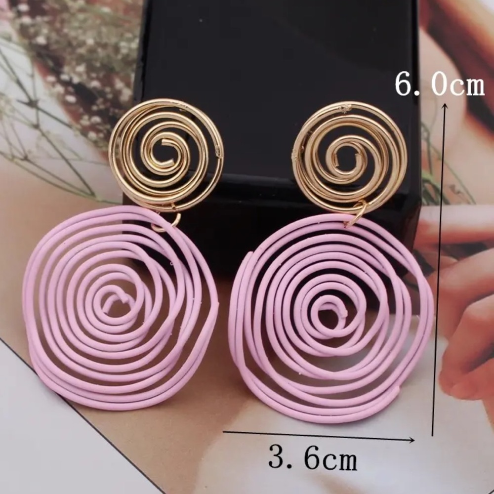Gold Filled Pink Swirl Earrings